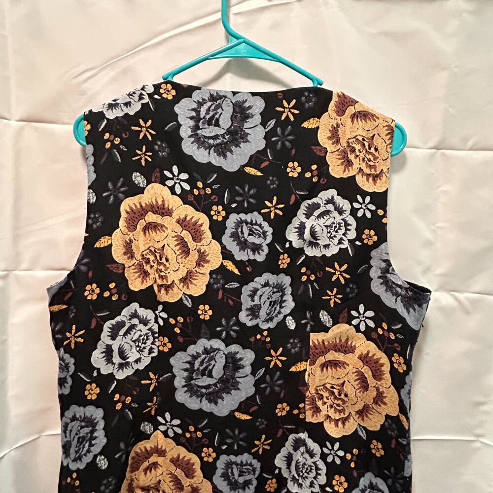 Spenser Jeremy Vintage 1990s Floral Silk Vest - Size XL - Picture 2 of 9